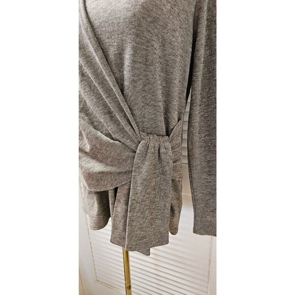 Karen Kane Women's Drape Front Heathered Brushed Knit Top, Taupe SOFT Sz Small - Picture 3 of 4